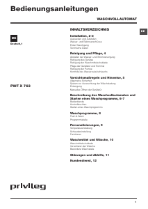 Bedienungsanleitung Privileg PWF X 763 Waschmaschine