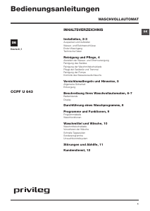 Bedienungsanleitung Privileg CCPF U 643 Waschmaschine
