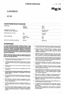 Manuale Rex LC63 Lavatrice