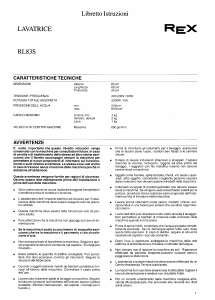 Manuale Rex RL83S Lavatrice