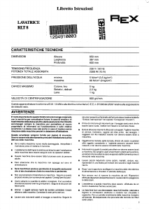 Manuale Rex RLT8 Lavatrice