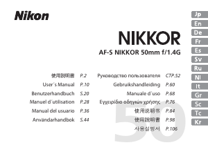 Руководство Nikon Nikkor AF-S 50mm f/1.4G Объектив