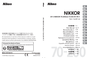 Bruksanvisning Nikon Nikkor AF-S 70-200mm f/2.8G ED VR II Objektiv