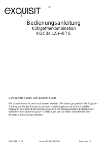 Bedienungsanleitung Exquisit KGC 34.1STG A++ Kühl-gefrierkombination