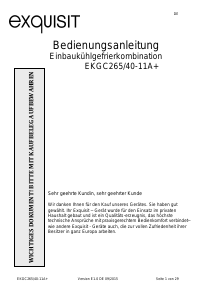 Bedienungsanleitung Exquisit EKGC 265/40-11A+ Kühl-gefrierkombination
