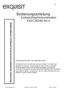 Bedienungsanleitung Exquisit EKGC 265/40-4A++ Kühl-gefrierkombination