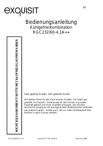 Bedienungsanleitung Exquisit KGC 232/60-4A++ Kühl-gefrierkombination