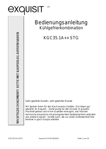 Bedienungsanleitung Exquisit KGC 35.1A++ STG Kühl-gefrierkombination