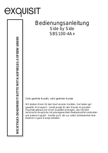 Bedienungsanleitung Exquisit SBS 100-4A+ Kühl-gefrierkombination