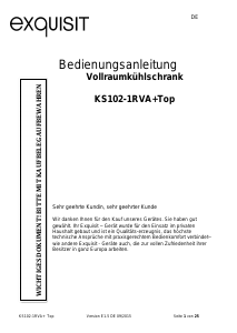 Bedienungsanleitung Exquisit KS 102-1RVA + Kühlschrank