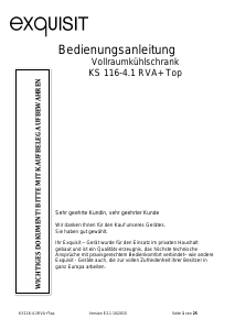 Bedienungsanleitung Exquisit KS 116-4RVA+ Kühlschrank