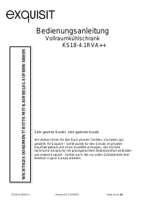 Bedienungsanleitung Exquisit KS 18-4RVA++ Kühlschrank