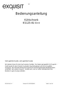 Bedienungsanleitung Exquisit KS 125-UA++ Kühlschrank
