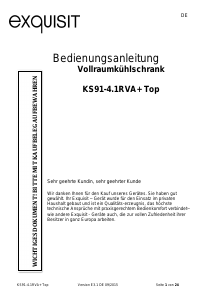 Bedienungsanleitung Exquisit KS 91-4RV A+ Kühlschrank