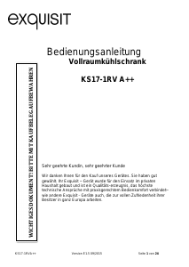 Bedienungsanleitung Exquisit KS 17-1RVA++ Kühlschrank