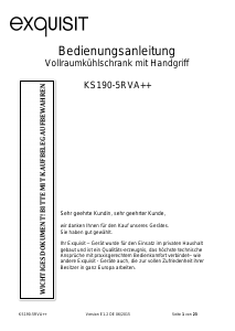 Bedienungsanleitung Exquisit KS 190-5RV A++ Kühlschrank