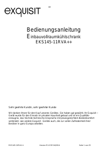 Bedienungsanleitung Exquisit EKS 145-11RVA++ Kühlschrank