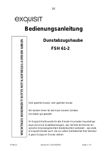 Bedienungsanleitung Exquisit FSH61-2 Dunstabzugshaube