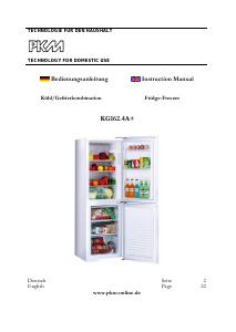 Handleiding PKM KG 162.4A+ Koel-vries combinatie