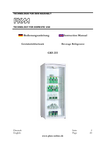 Bedienungsanleitung PKM GKS255 Kühlschrank