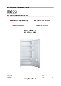 Manual PKM KS215.0A+EB2 Refrigerator