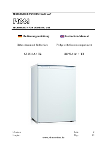 Manual PKM KS95.4A++T2 Refrigerator