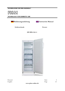 Manual PKM GS185.4A++ Freezer
