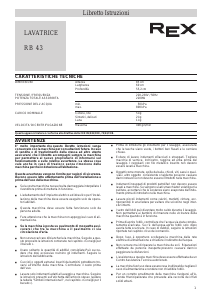 Manuale Rex RB43 Lavatrice