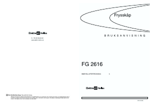 Bruksanvisning ElektroHelios FG2616 Frys