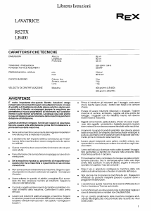 Manuale Rex LB400 Lavatrice