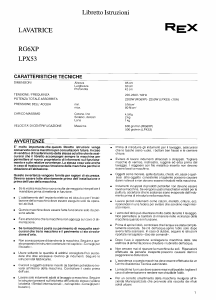 Manuale Rex LPX53 Lavatrice