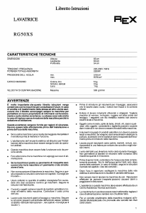Manuale Rex RG50XS Lavatrice