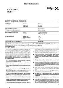 Manuale Rex RGT5 Lavatrice