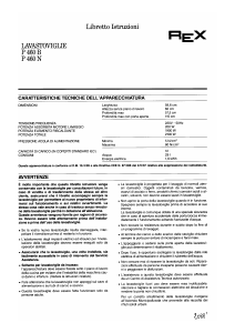 Manuale Rex P460B Lavastoviglie