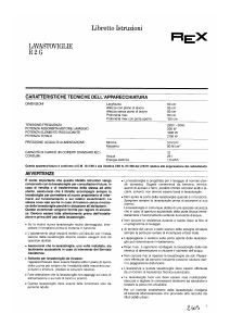 Manuale Rex R2G Lavastoviglie