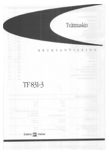 Bruksanvisning ElektroHelios TF831-3 Tvättmaskin