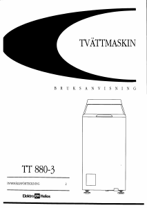 Bruksanvisning ElektroHelios TT880-3 Tvättmaskin