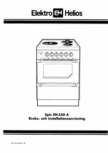 Bruksanvisning ElektroHelios SN550 Spis