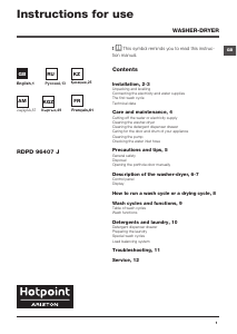 Handleiding Hotpoint-Ariston RDPD 96407 JX EU Was-droog combinatie