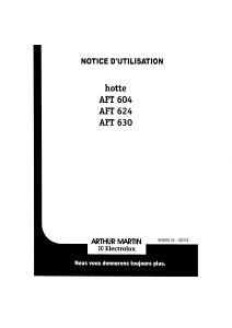 Mode d’emploi Arthur Martin-Electrolux AFT630X Hotte aspirante