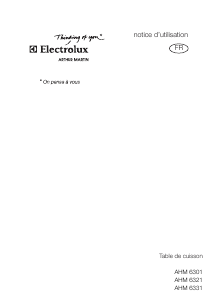 Mode d’emploi Arthur Martin-Electrolux AHM6331W Table de cuisson