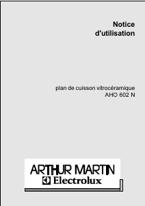Mode d’emploi Arthur Martin-Electrolux AHO602N Table de cuisson