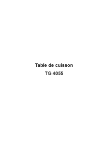 Mode d’emploi Arthur Martin-Electrolux TG4055W Table de cuisson
