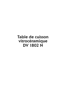 Mode d’emploi Arthur Martin-Electrolux DV1802N19C Table de cuisson