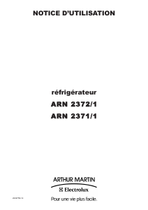 Mode d’emploi Arthur Martin-Electrolux ARN2371 Réfrigérateur