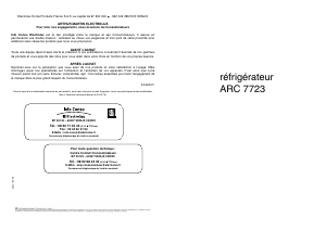 Mode d’emploi Arthur Martin-Electrolux ARC7723 Réfrigérateur