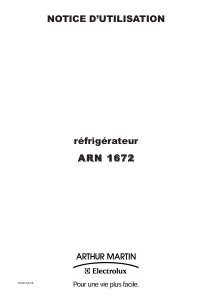 Mode d’emploi Arthur Martin-Electrolux ARN1672 Réfrigérateur