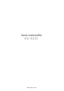 Mode d’emploi Arthur Martin-Electrolux ASI 6231 Lave-vaisselle