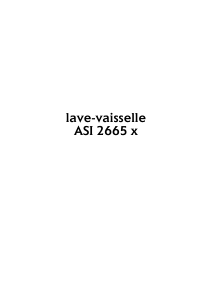 Mode d’emploi Arthur Martin-Electrolux ASI 2665 X Lave-vaisselle