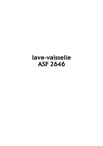 Mode d’emploi Arthur Martin-Electrolux ASF 2646 W Lave-vaisselle